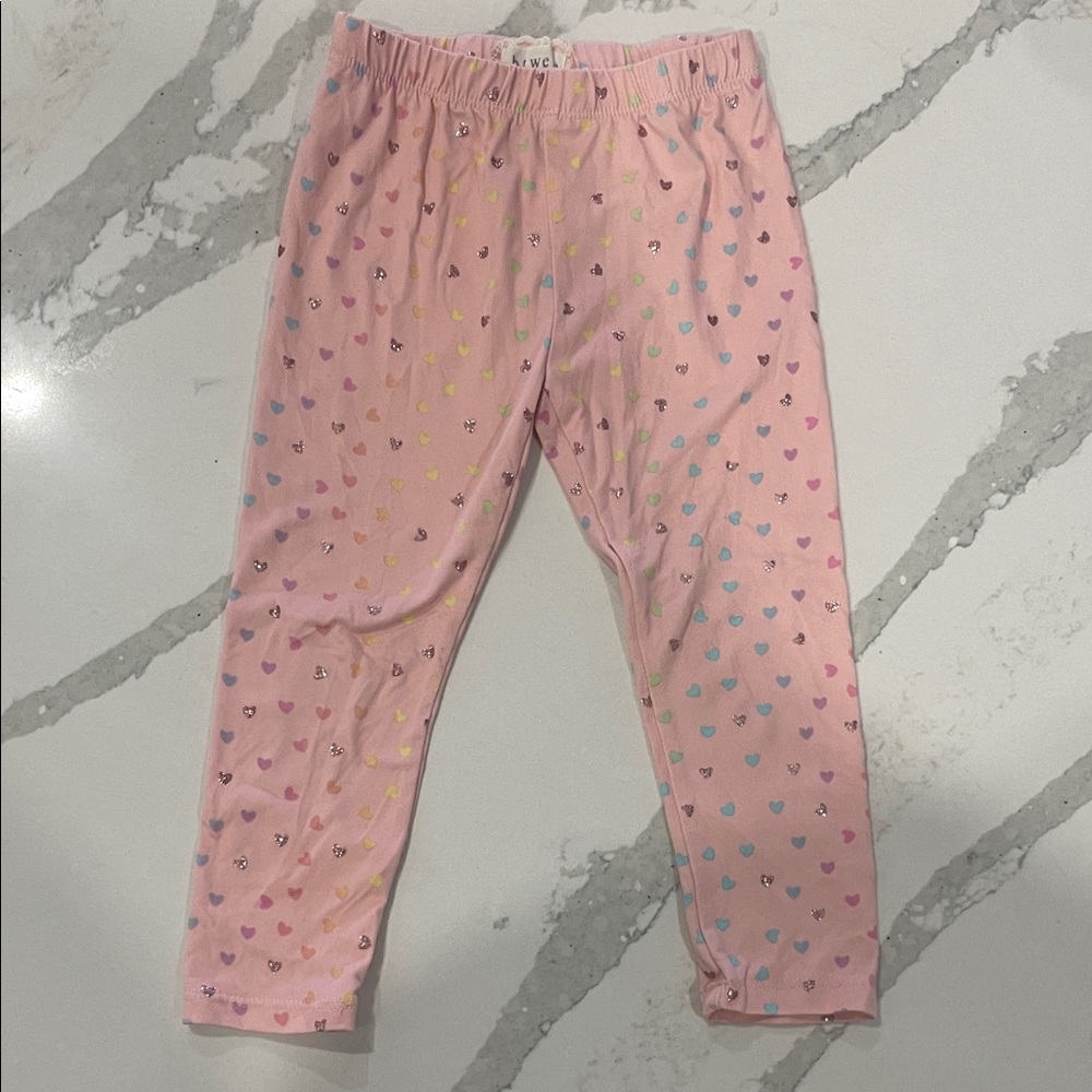 Btween Pink Leggings with Heart Pattern 4T